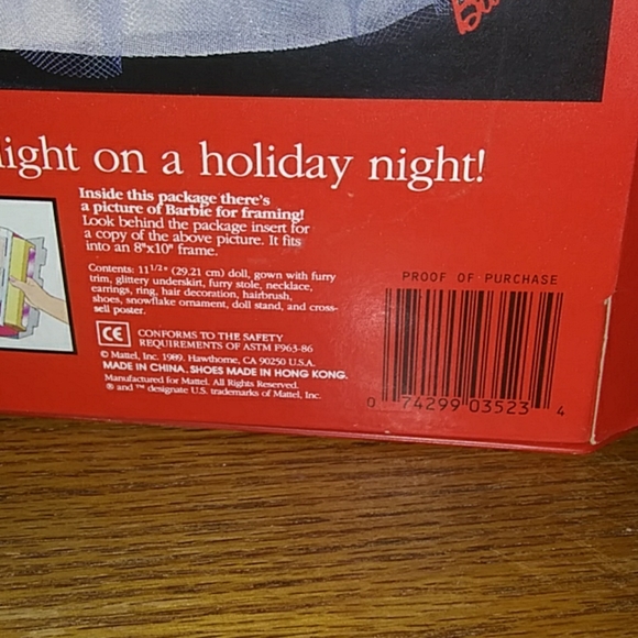 Never Opened 1989 Holiday Barbie w/Ornament - Picture 6 of 6
